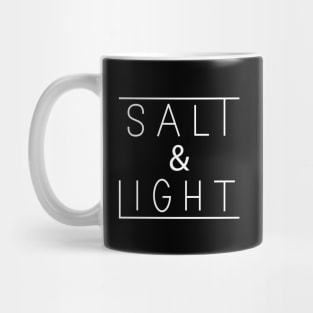 Salt and Light White Text Design Mug